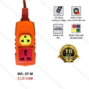 Ổ Cắm Siêu Tải 2 Lỗ Có Dây, Công Suất Cao Chịu Tải Tốt Chất Liệu Chống Cháy