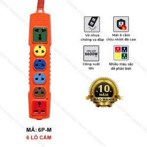Ổ Cắm Siêu Tải 6 Lỗ Có Dây -  Đảm Bảo An Toàn Hiệu Suất Cao Và Siêu Tiện Lợi
