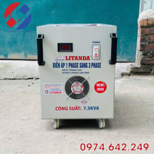 Biến Áp 7.5KVA 1 Pha Sang 3 Pha Thế Hệ Mới, Vào 220V Ra 380V Dây Đồng