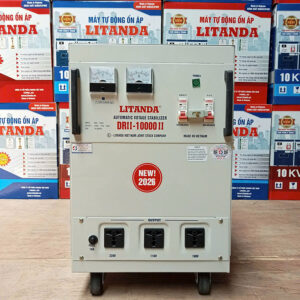 Máy Ổn Áp 10kva 1 Pha  Dải 90v- 250v Thiết Kế Đồng Hồ Cơ Dây Đồng Tại Litanda