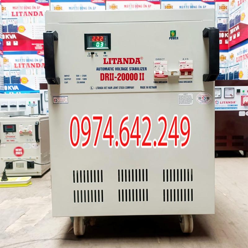 Ổn áp 20KVA 1 pha Litanda DRII - 20000II đang hoạt động