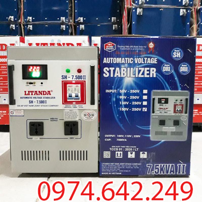 Ổn áp 7.5kVA Litanda sản phẩm và đóng hộp