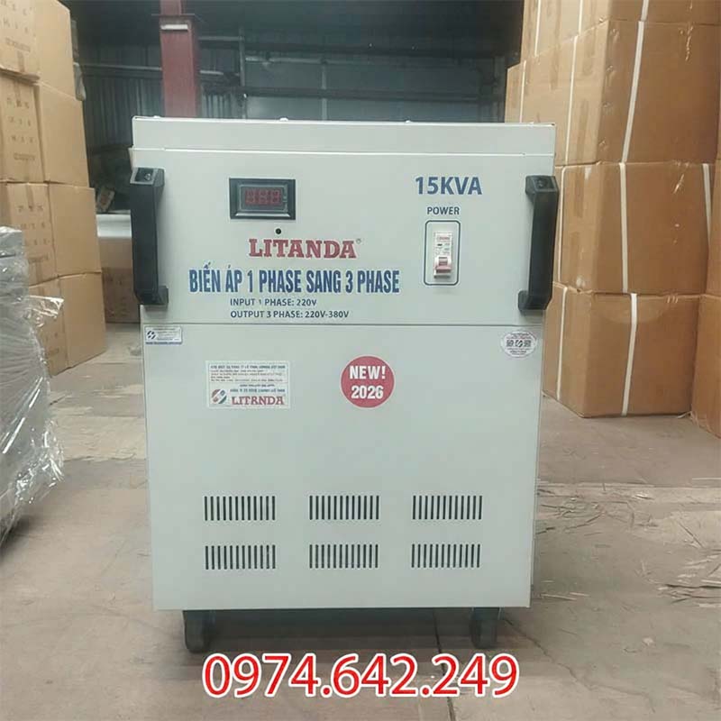 Biến áp 1 pha ra 3 pha 15kVA Litanda