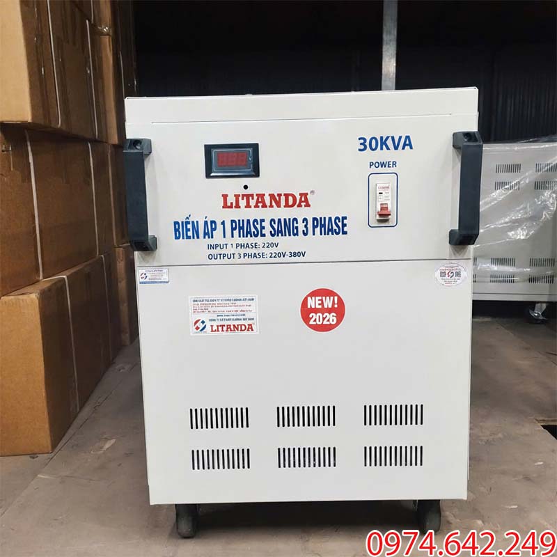 Biến áp 1 pha sang 3 pha 30kVA Litanda