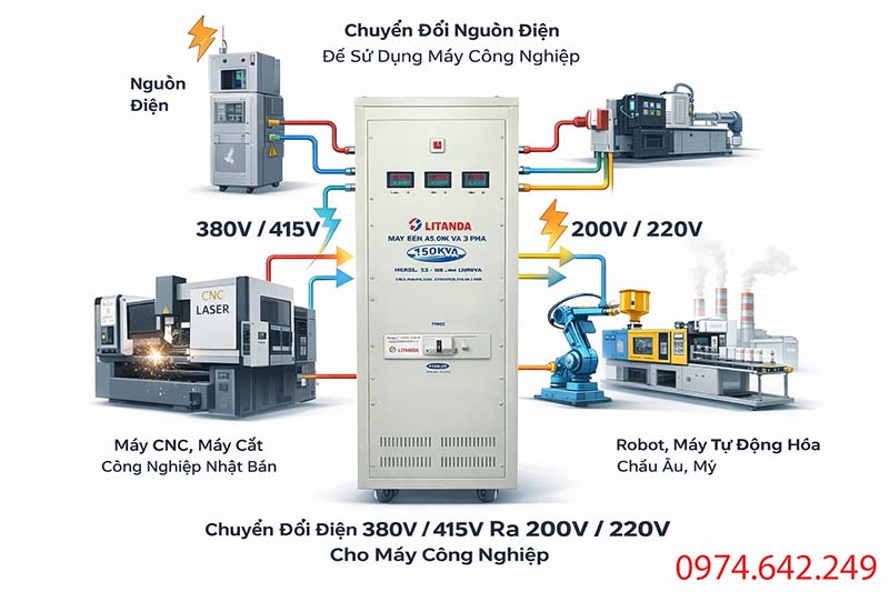 Tác dụng của máy biến áp 150kva trong công nghiệp