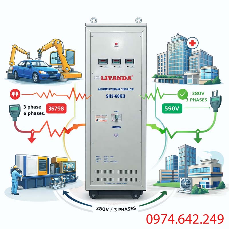 Công dụng của ổn áp 60kVA 3 pha Litanda
