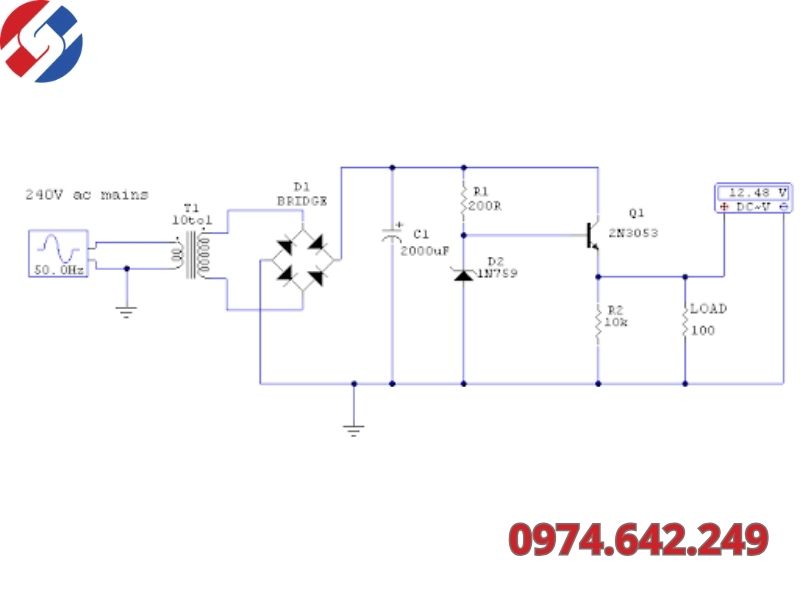 Sơ đồ khối của mạch ổn áp tuyến tính có hồi tiếp