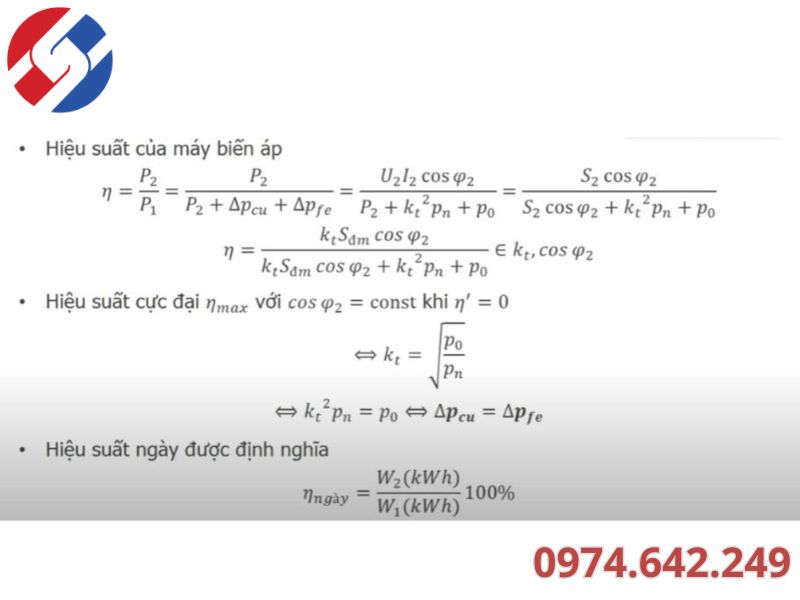Biểu thức máy biến áp trong điều kiện thực tế