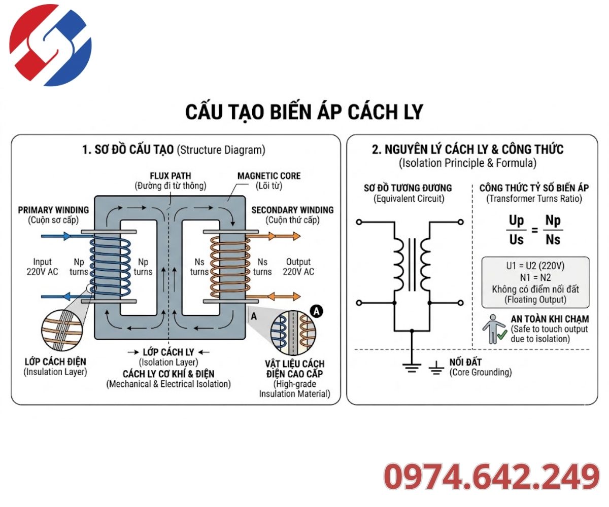 Cấu Tạo Biến Áp Cách Ly Chi Tiết: Tại Sao Nó Chống Giật Và Lọc Nhiễu Cực Tốt?