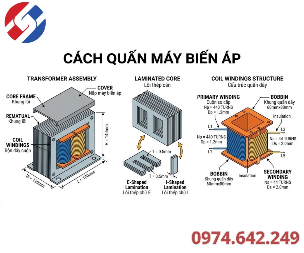Hướng Dẫn Cách Quấn Máy Biến Áp Chi Tiết Từ A-Z: Kỹ Thuật Và Công Thức Chuẩn